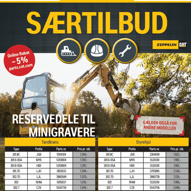 Særtilbud 2025 - reservedele Cat minigravemaskiner