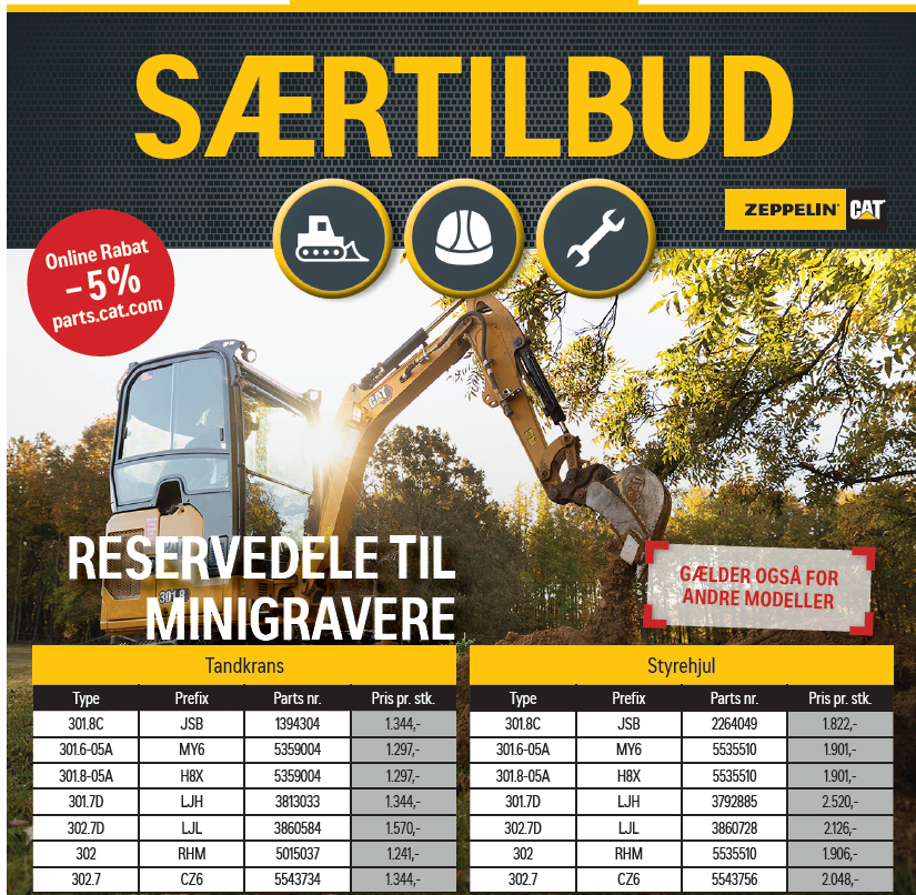 Særtilbud 2025 - reservedele Cat minigravemaskiner